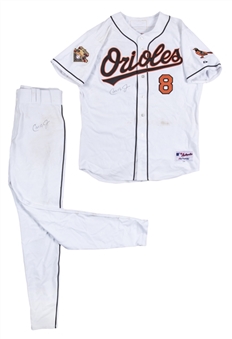 2001 Cal Ripken Jr. Game Used, Photo Matched & Signed Baltimore Orioles Home Uniform (Jersey & Pants) Used on 10/5/2001 - 1st Game of Double Header (Ripken LOA, Resolution Photomatching & Beckett)
